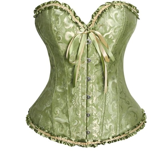 Women's Lace Up Boned Overbust Corset Body shaper top Halloween costume Retro - Picture 2 of 5